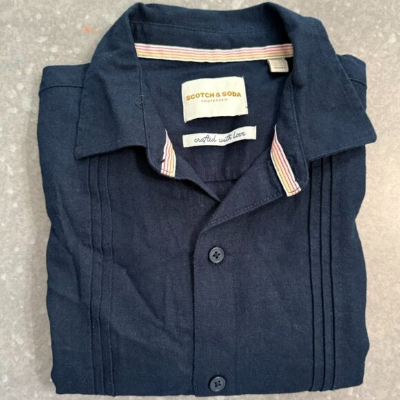 Scotch & Soda Navy Short-Sleeve Button-Up Shirt – Size Medium - Picture 2 of 10